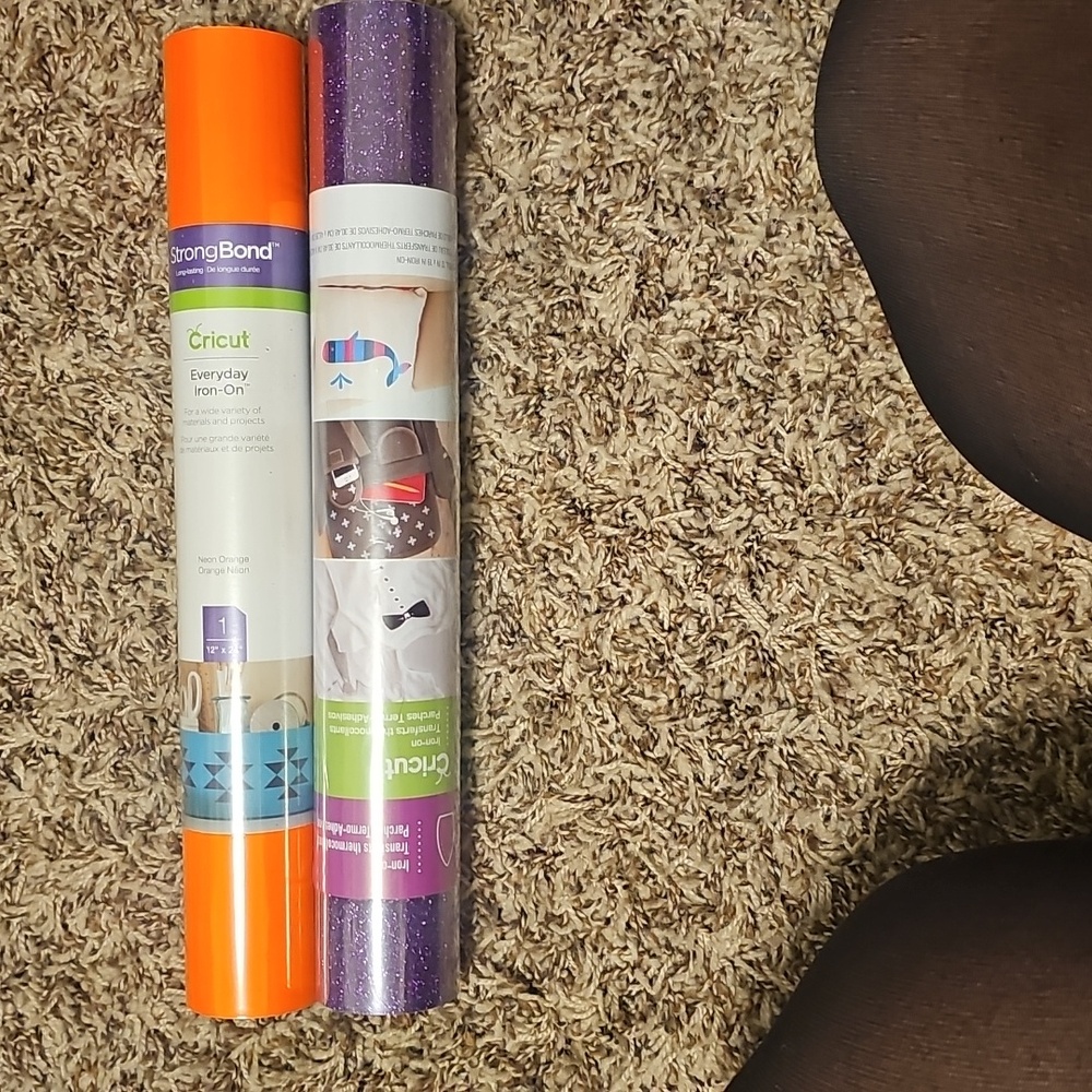Cricut Vibrant Orange and Glittery Purple Vinyl Set